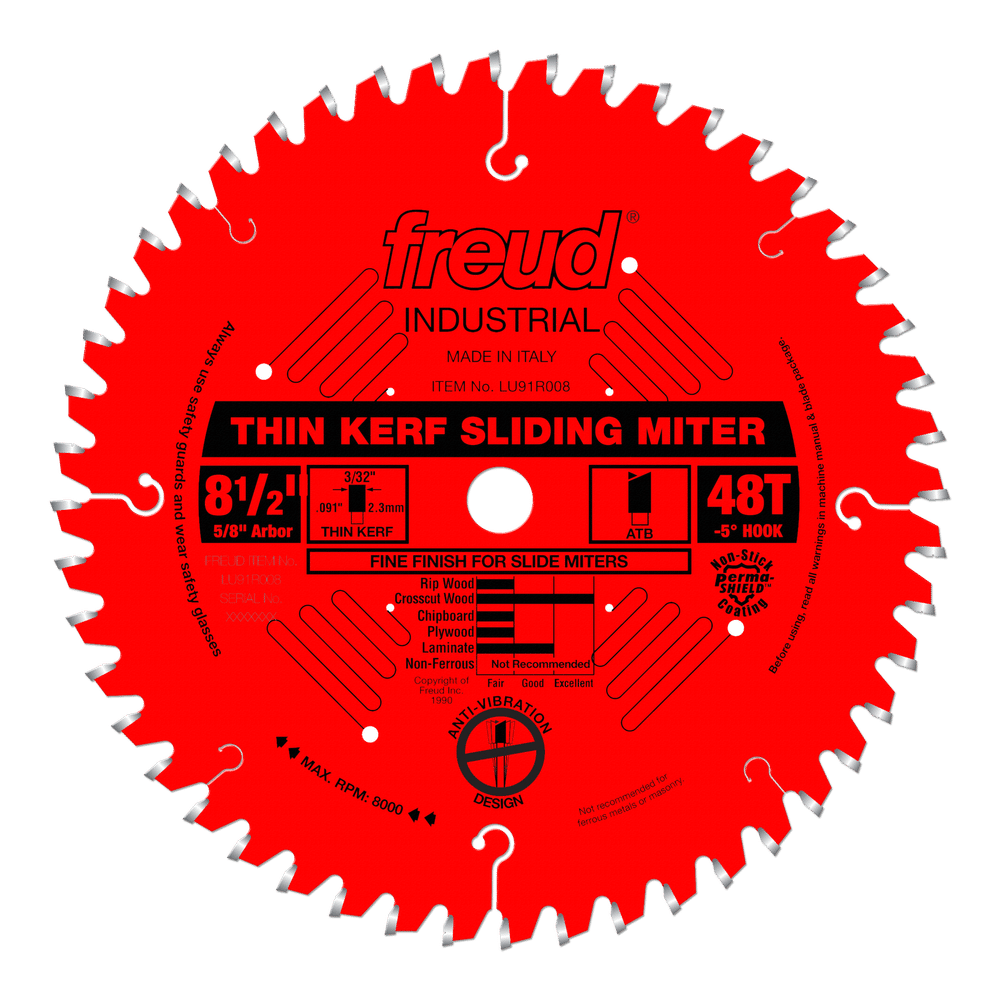 Freud LU91R008 8-1/2"Thin Kerf Sliding Compound Miter Saw Blade