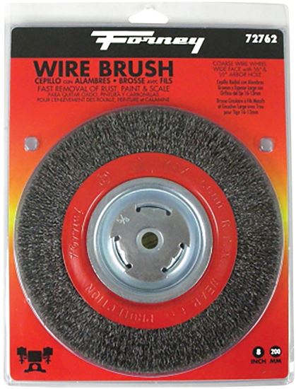 Forney 72762 Wire Bench Wheel Brush, Wide Face Coarse Crimped with 1/2" and 5/8" Arbor, 8"-by-.014"