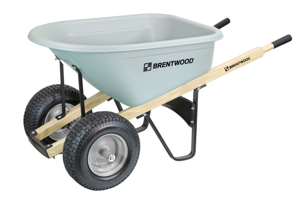 BRENTWOOD BW8D 8-CUBE POLY WHEELBARROW WITH DUAL TURF TIRES
