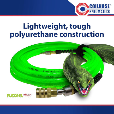 Coilhose Pneumatics PFX4100GS15XS Flexeel Max Hose, 1/4" x 100', Industrial Interchange, Green