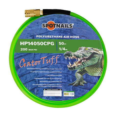 SPOTNAILS HP14050CPG 1/4" x 50' Polyurethane Air Hose With Fittings-Green