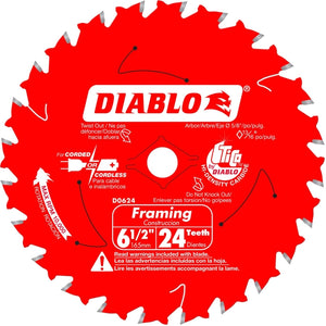 Diablo D0624X 6-1/2-Inch X 24 Atb Framing Saw Blade