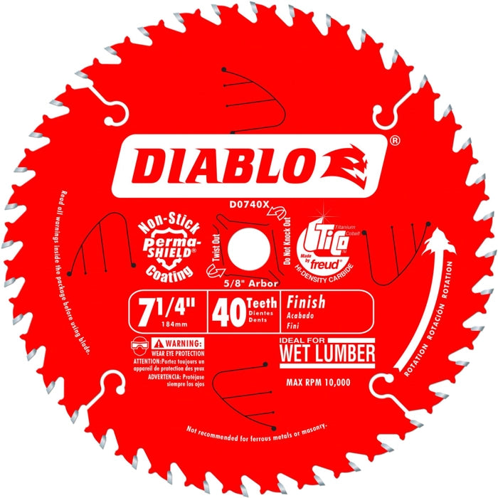 Diablo D0740X 7-1/4-Inch X 40 Atb Finish Saw Blade