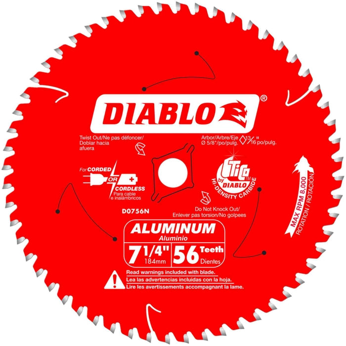 Diablo D0756N 7-1/4-Inch x 56 Tooth Thick Aluminum Cutting Saw Blade