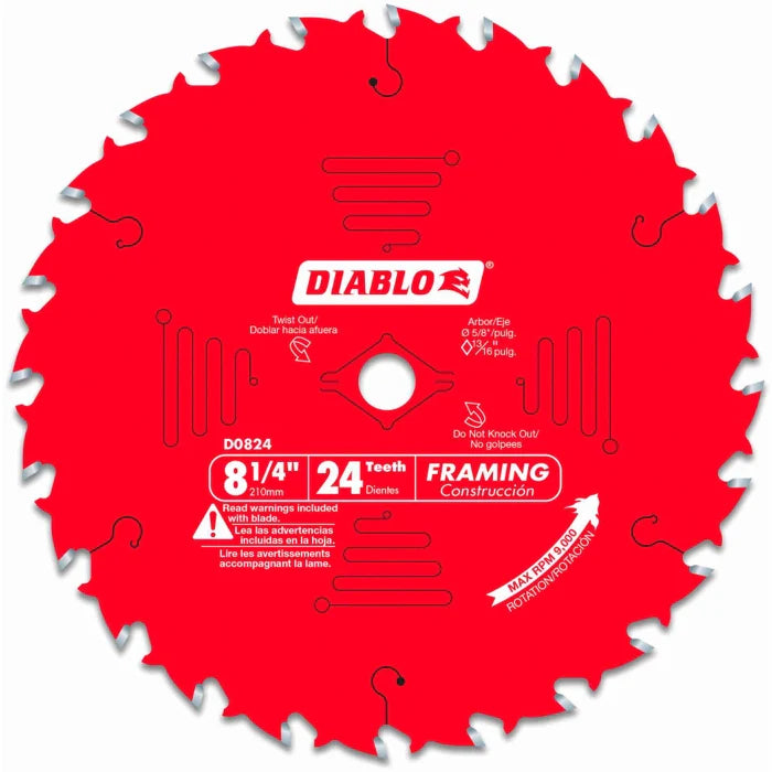 Diablo D0824X 8-1/4-Inch x 24 Tooth Framing Saw Blade