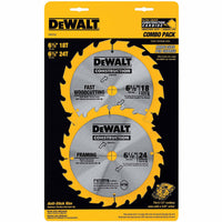 Dewalt DW9158X 6-1/2" 18-Tooth and 24-Tooth Blade Combo Pack (DW9155 & DW9154)