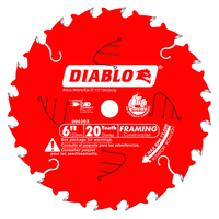 Diablo D0620X 6" x 1/2" Arbor, 20-Tooth Carbide Cutting Edge Circular Saw Blade