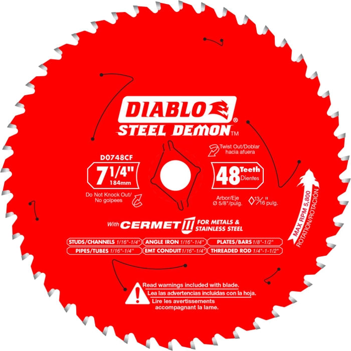 Diablo D0748CFA 7-1/4 in. x 48 Tooth Steel Demon Cermet II Saw Blade for Metals & Stainless Steel