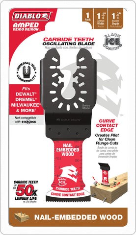 Diablo Tools DOU125CW 1-1/4in AMPED Carbide Teeth Oscillating Blade for Nail-Embedded Wood