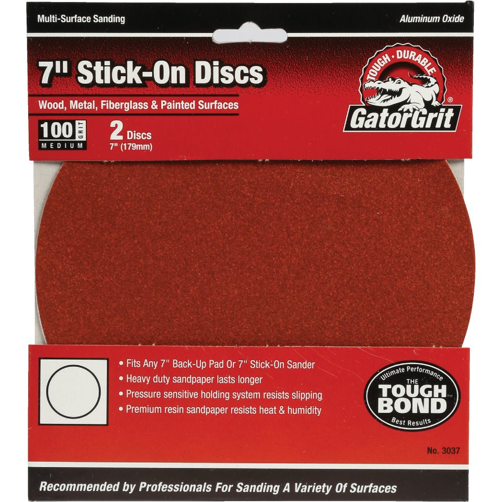 Gator 3037 7" 100 Grit Stick-On Sanding Disc (2-pack)