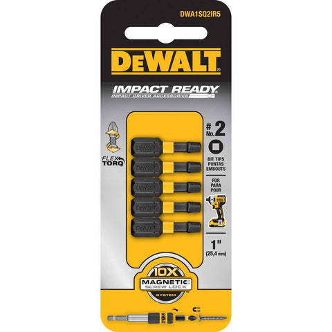 DeWalt DWA1SQ2IR5 #2 Square Impact-Ready Insert Bit, 1" (5-pk)