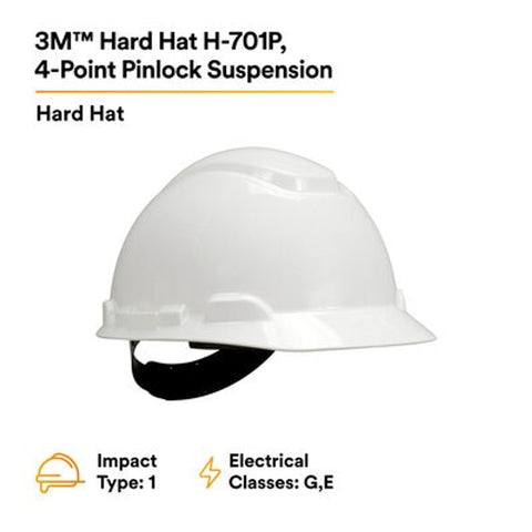 3M H-701P White Short Brim Hard Hat