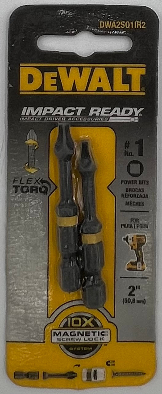 Dewalt DWA2SQ1IR2 Flextorq 2" #1 Square Insert Impact Screwdriver Bit (2-pack)