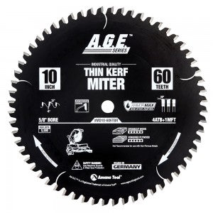 Amana Tool MD10-606TBR Carbide Tipped Thin Kerf Sliding Compound Miter & Radial Arm ArmorMax® Coated 10 Inch Dia x 60T, 4 ATB + 1MFT, -5 Deg, 5/8 Bore Circular Saw Blade