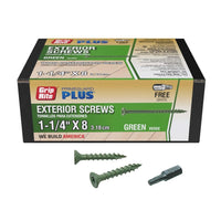 Grip-Rite L114ST1 PrimeGuard Plus #8 x 1-1/4" Wood to Wood Deck Screw, Green, 1lb Box