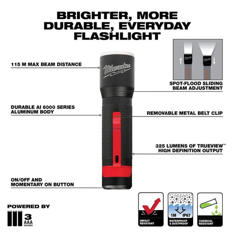 Milwaukee 2107S LED Focusing Flashlight with Holster