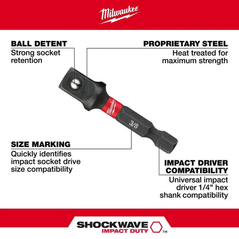 Milwaukee 48-32-5033 SHOCKWAVE Hex Shank Socket Adapter Set