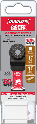 Diablo Tools DOS125CW10 1-1/4in Starlock AMPED Carbide Teeth Oscillating Blades for Nail-Embedded Wood-10 Pack