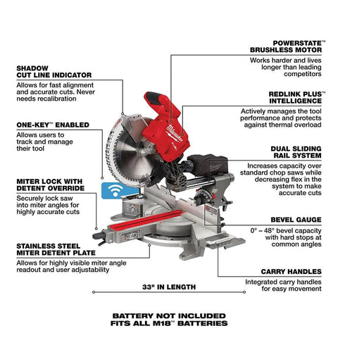 Milwaukee M18 FUEL 2739-20 12" Compound Miter Saw (Tool Only)