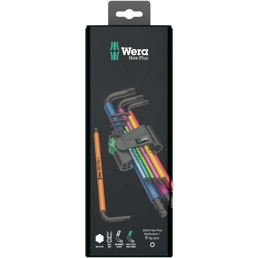 Wera 05 073593 001 950/9 Hex-Plus Multicolour 1 SB L-key set, metric, BlackLaser