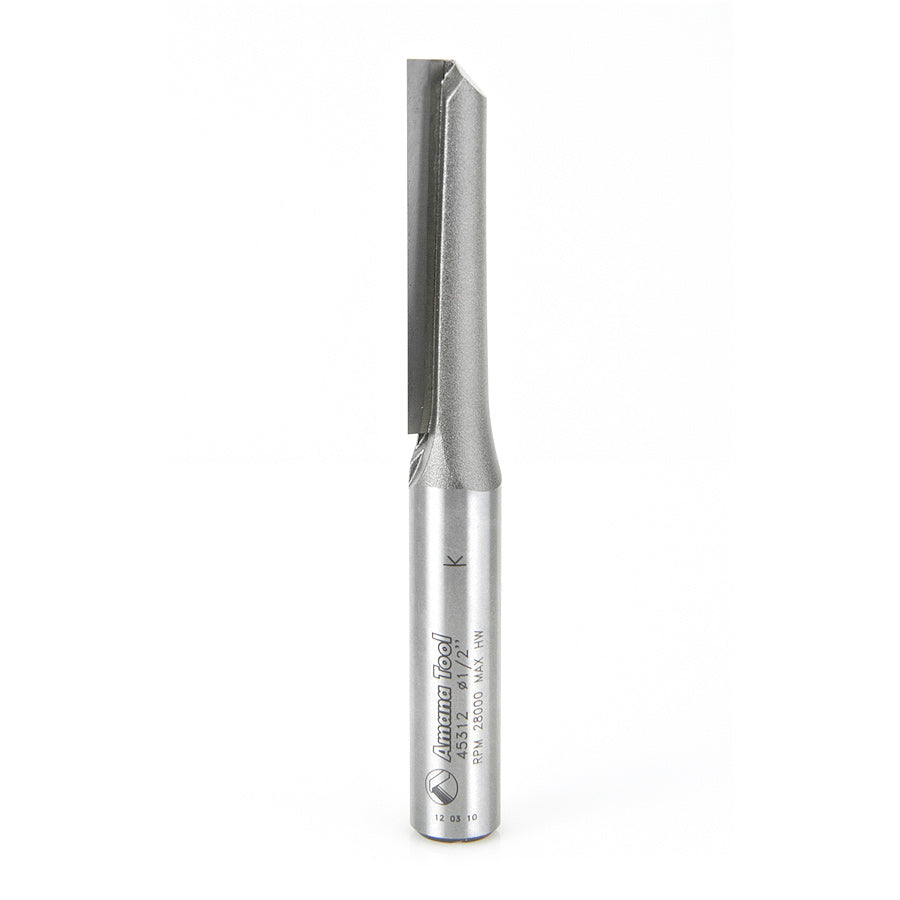 Amana Tool 45312 Carbide Tipped Straight Plunge Single Flute High Production 1/2 Dia x 2 Inch x 1/2 Shank