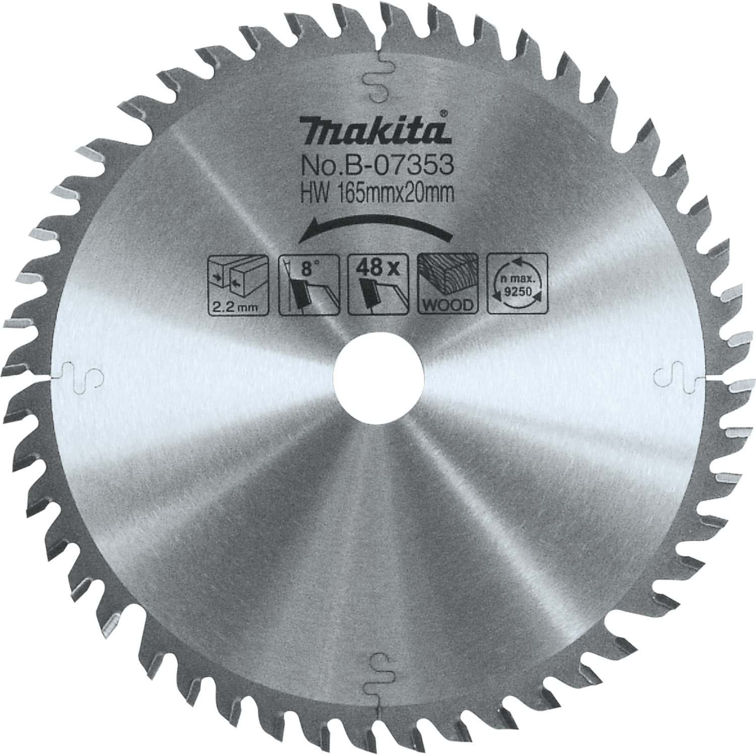 Makita B-07353 6‑1/2" 48T Carbide‑Tipped Plunge Saw Blade