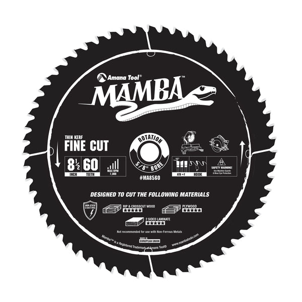 Amana Tool MA8560 Carbide Tipped Thin Kerf Fine Cut Mamba Contractor S –  Tool Factory Outlet
